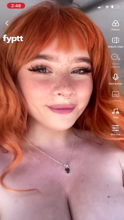 Redhead Shows Her Sexy Big Bouncy Tik Tits With Big Areolas Fyptt