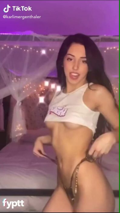 Gorgeous lean body babe stripping off to show her nude pussy and small tits on TikTok