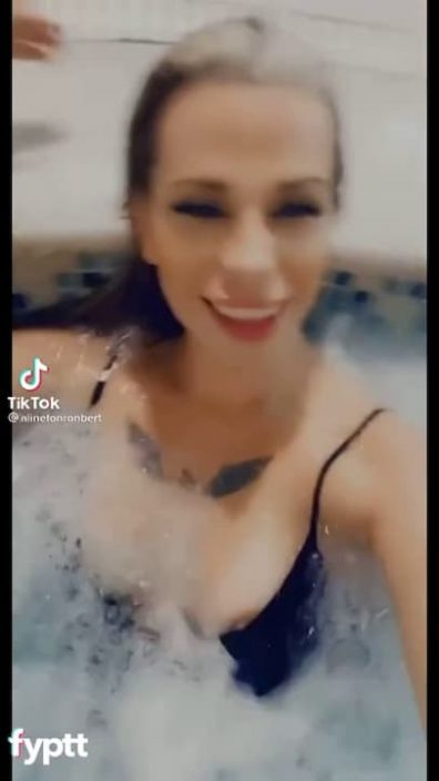 Sexy TikTok nip slip from hot thot while she's in jacuzzi