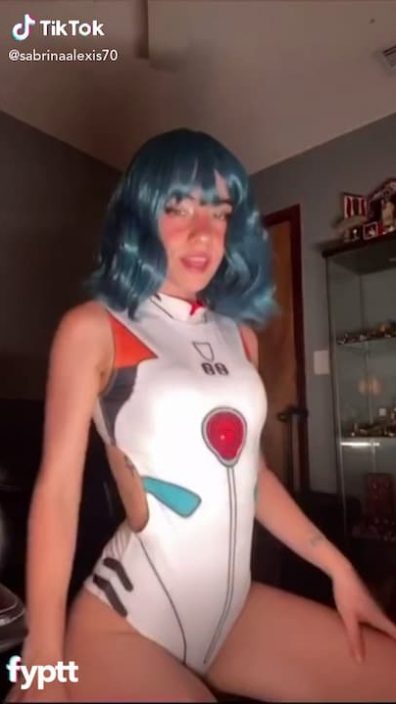 Cosplay girl shows her flat tits on NSFW TikTok