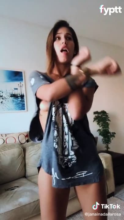Right nipple slips out of her loose shirt on sexy TikTok - FYPTT