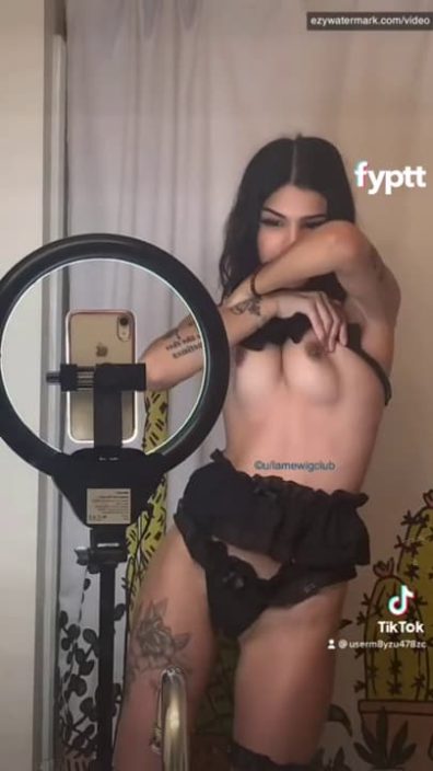 TikTok thot is too shy to strip and show her tits in front of the camera