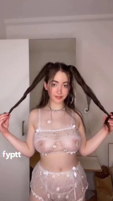 Big and beautiful TikTok challenge boobs behind sexy erotic see through lingerie