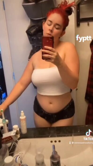 TikTok thot with big saggy tits loves showing her beautiful shaved pussy
